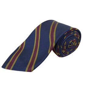 Vintage Brooks BrothersNavy Silk Stripe Tie Yellow & Burgundy Classic USA-Made